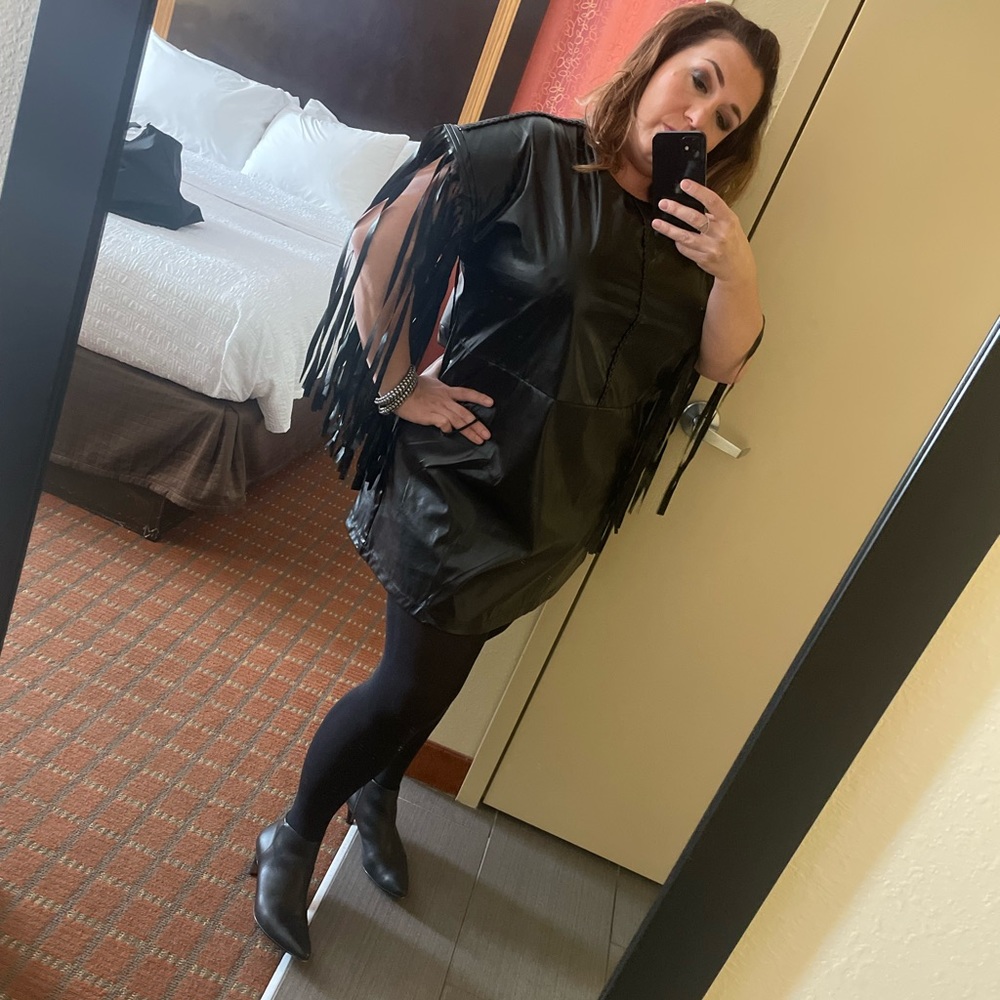 Faux Leather Fringe Dress